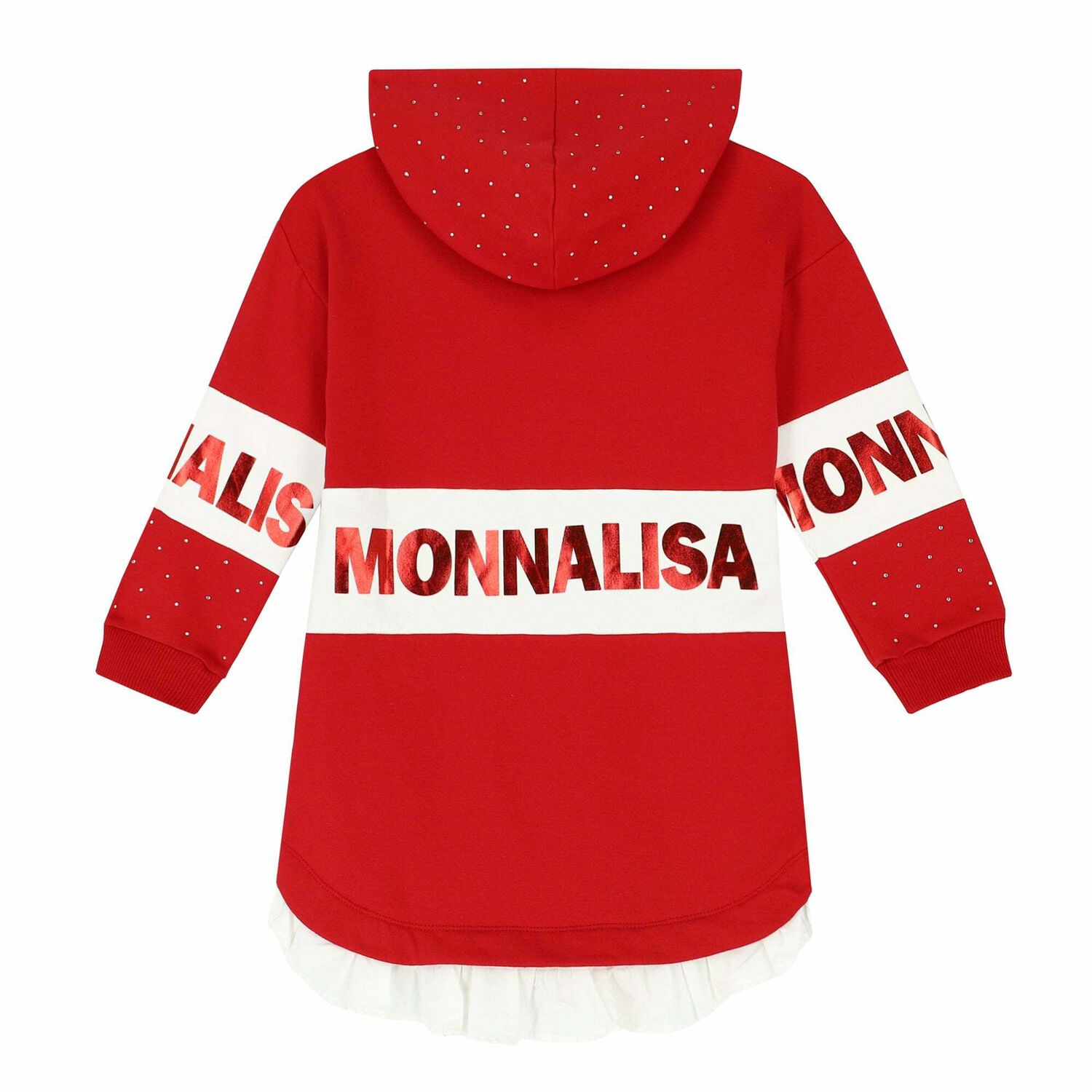 Girls Red & White Hooded Dress, 1, hi-res
