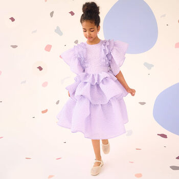 Girls Lilac Ruffled Dress