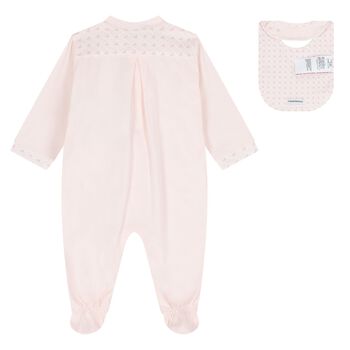 Baby Girls Pink & White Logo Babygrow Set