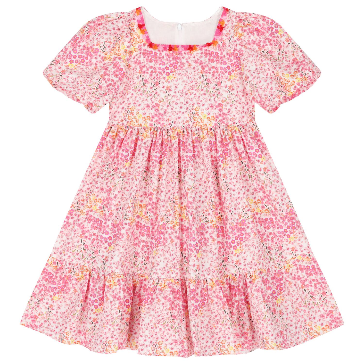 Girls Pink Floral Dress, 1, hi-res