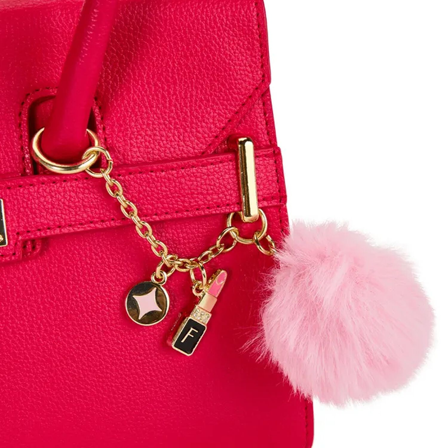 Girls Pink Leather Handbag ( 21CM ), 1, hi-res
