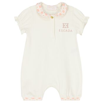 Baby Girls Ivory Logo Romper