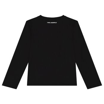 Girls Black Ikonik Long Sleeve Top