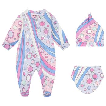 Baby Girls Pink & Lilac Fontane Babygrow Gift Set