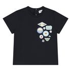 Younger Boys Navy Blue Logo T-Shirt, 1, hi-res