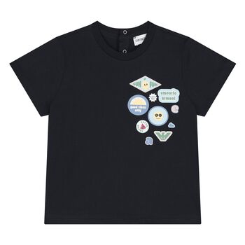 Younger Boys Navy Blue Logo T-Shirt