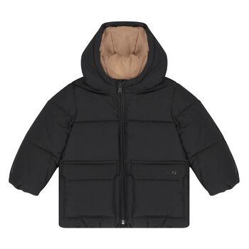 Younger Boys Black Logo Puffer Jacket