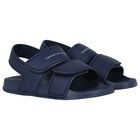 Boys Navy Blue Logo Sandals, 1, hi-res