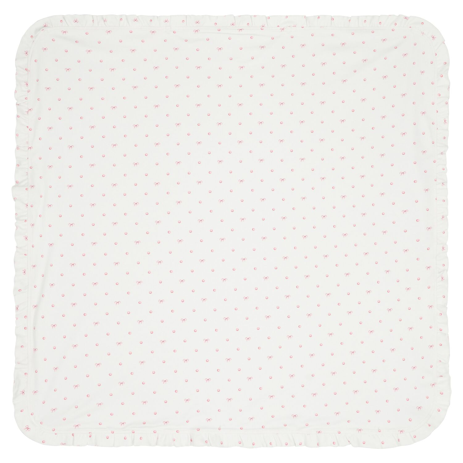 Baby Girls White & Pink Bow Blanket, 1, hi-res