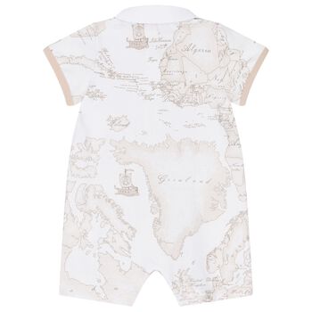 Baby Boys White Geo Map Romper