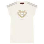 Girls Ivory Logo Heart Dress, 1, hi-res