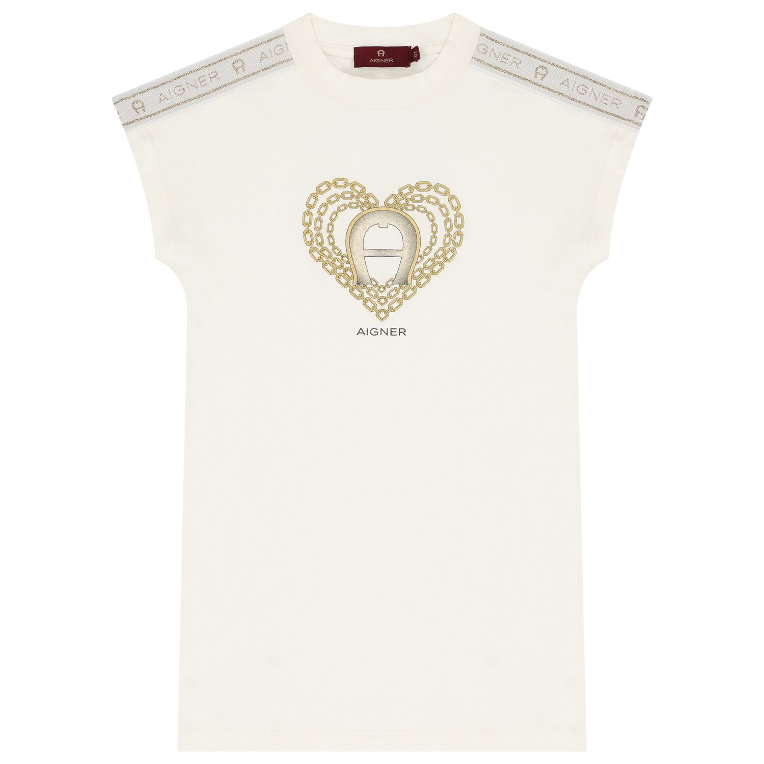 Girls Ivory Logo Heart Dress, 1, hi-res