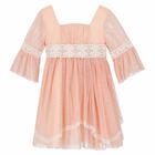 Girls Pink Tulle & Lace Dress, 1, hi-res