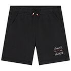Boys Black Logo Shorts, 1, hi-res