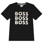 Boys Black Logo T-Shirt, 1, hi-res