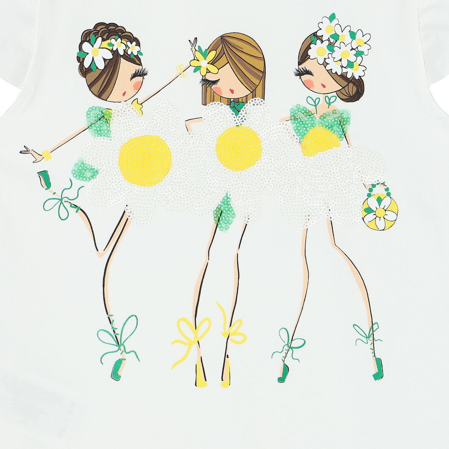 Girls White Sequin T-Shirt, 1, hi-res