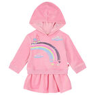 Younger Girls Pink Sequins Hooded Dress, 1, hi-res