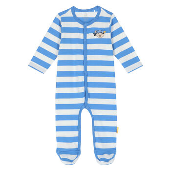 Baby Boys Blue & White Teddy Babygrow