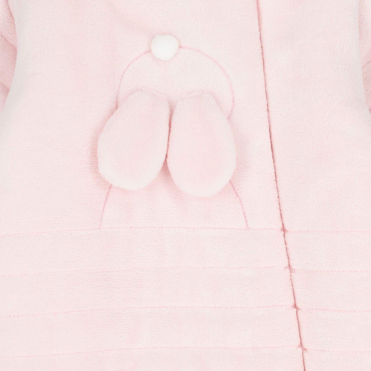 Baby Girls Pink Bunny Fleece Hooded Pramsuit, 1, hi-res image number null
