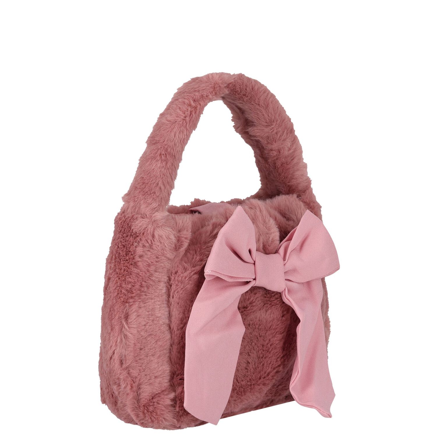 Girls Pink Faux Fur Handbag, 1, hi-res
