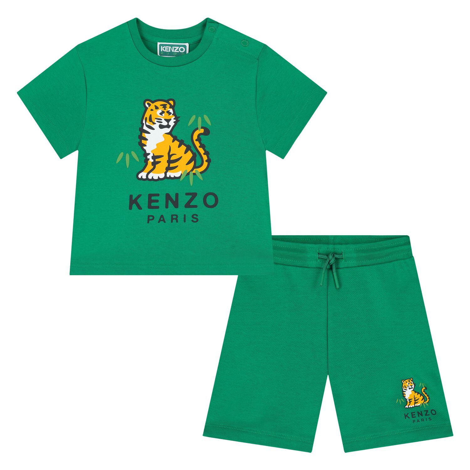 Younger Boys Green Tiger Logo Shorts Set, 1, hi-res image number null