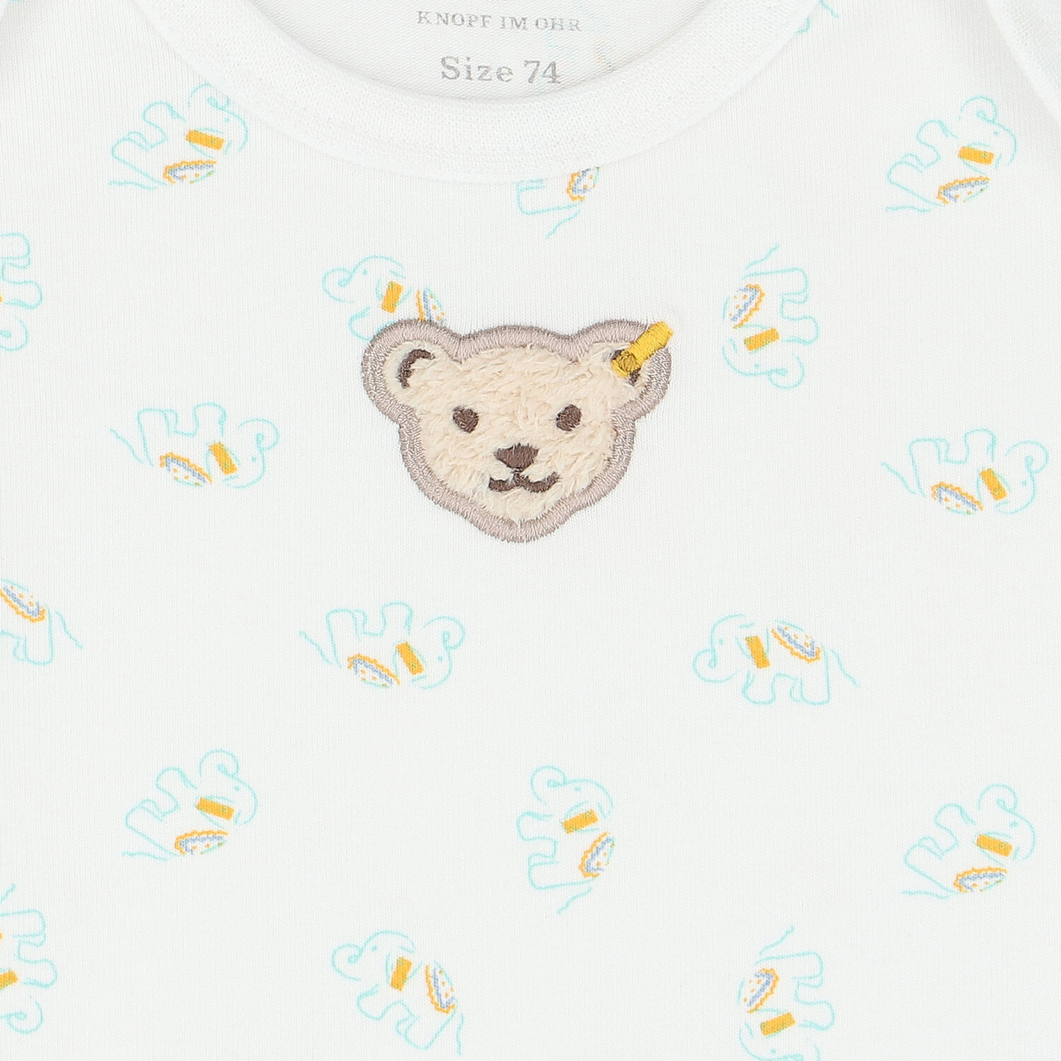Baby Boys White Elephant & Teddy Bodysuit, 1, hi-res