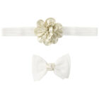 Younger Girls Gold Flower Headband & Bow Hair Clip Set, 1, hi-res