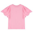 Girls Pink Broderie Anglaise Top, 5, hi-res