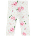 Younger Girls White Roses & Dots Leggings, 1, hi-res