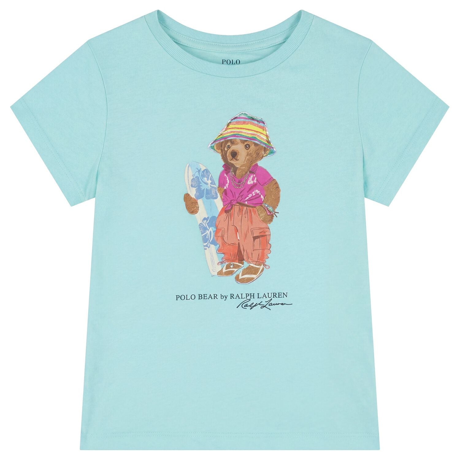 Girls Turquoise Blue Polo Bear T-Shirt, 1, hi-res