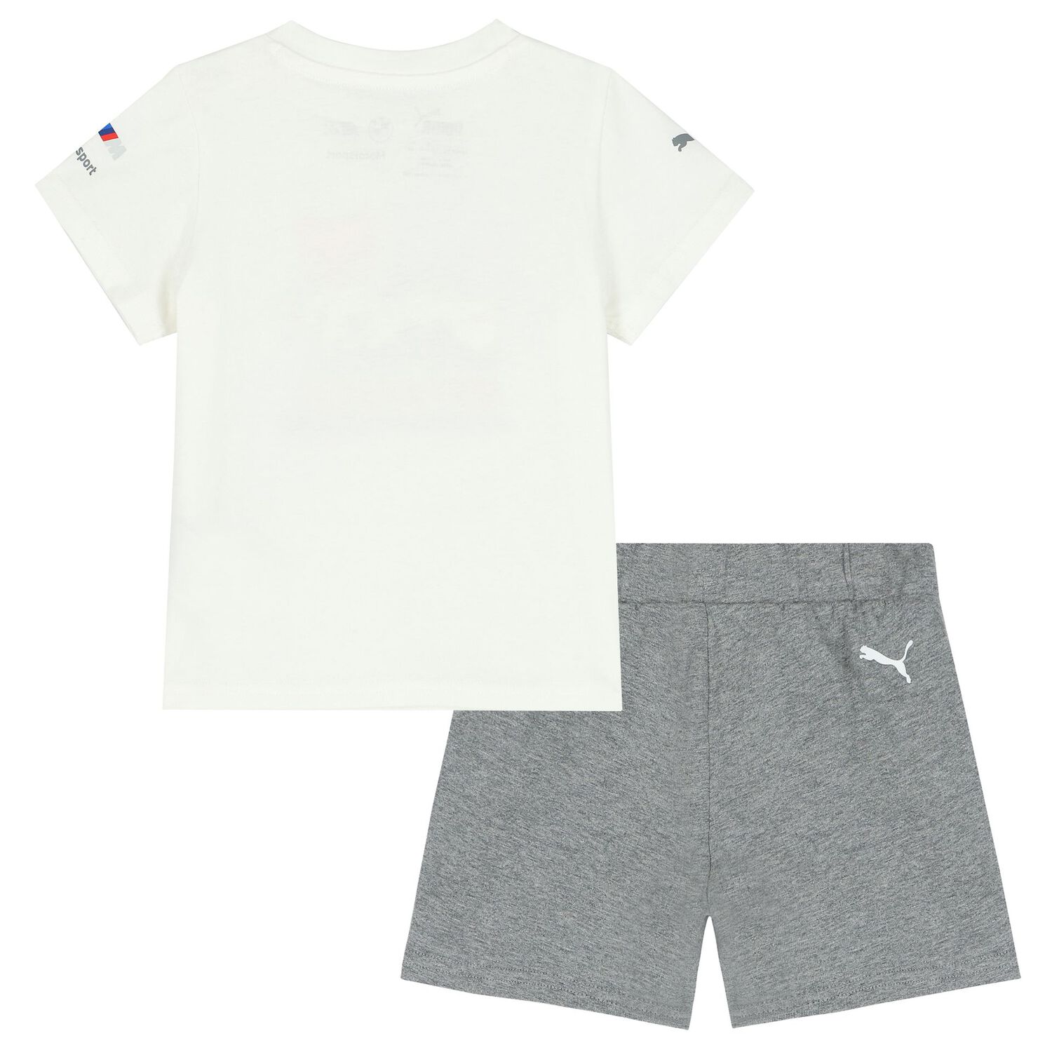 Boys White & Grey Logo Shorts Set, 1, hi-res