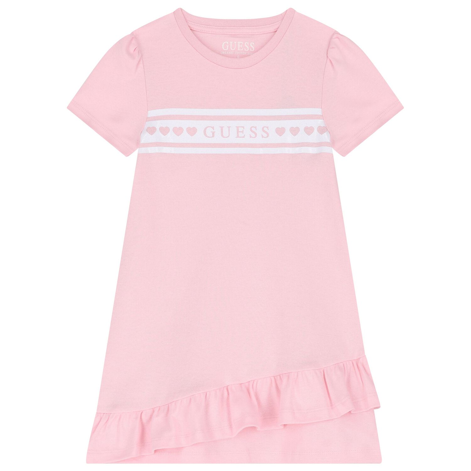 Girls Pink Cotton Ruffle Dress, 2, hi-res