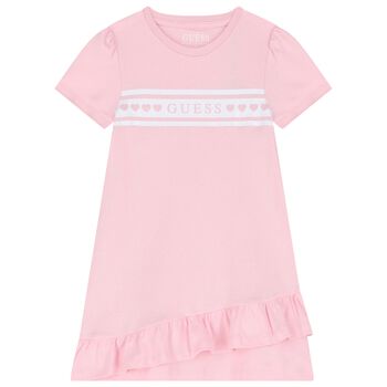 Girls Pink Cotton Ruffle Dress