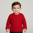 Red Logo Cable Knit Baby Jumper, 1, hi-res