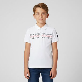 Boys White Logo Polo Shirt