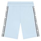 Younger Boys White & Blue Logo Shorts Set, 1, hi-res