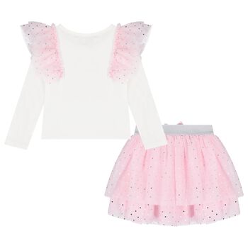 Girls Pink & Ivory Tulle Fairy Wings Skirt Set, 1 Girls Pink & Ivory Tulle Fairy Wings Skirt Set