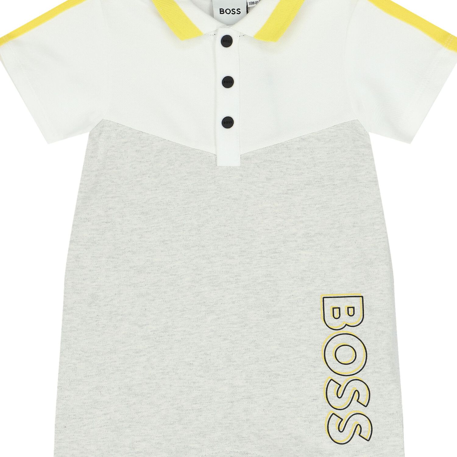 Baby Boys Grey Logo Polo Romper, 3, hi-res