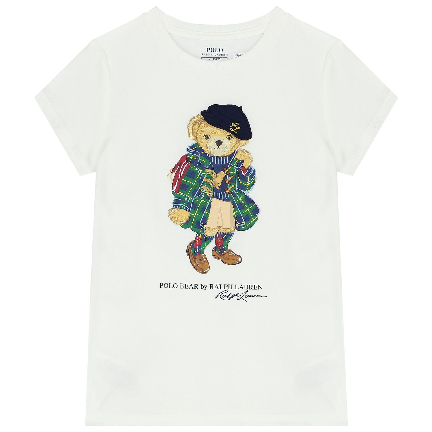 Girls White Polo Bear T-Shirt, 2, hi-res