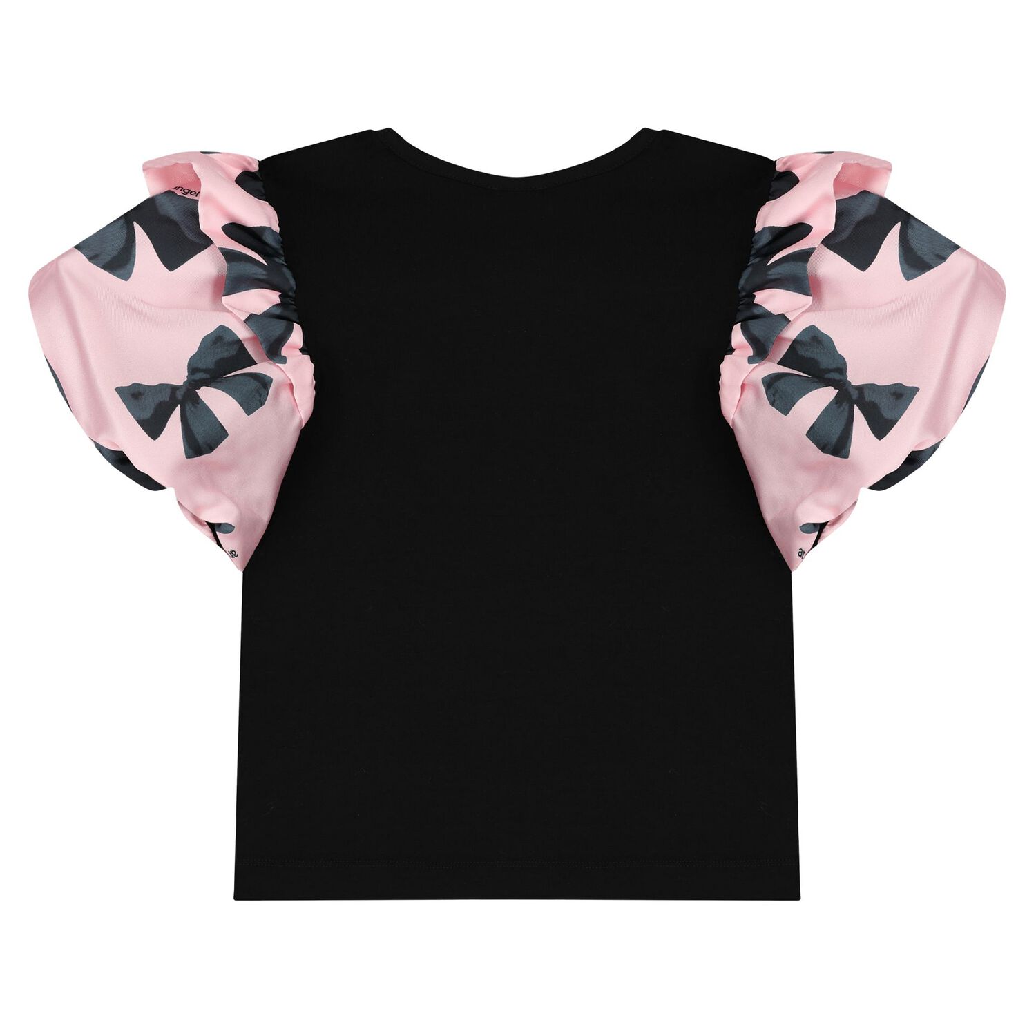 Girls Black Bow T-Shirt, 1, hi-res