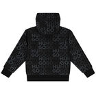 Boys Black Logo Hooded Zip Up Top, 1, hi-res