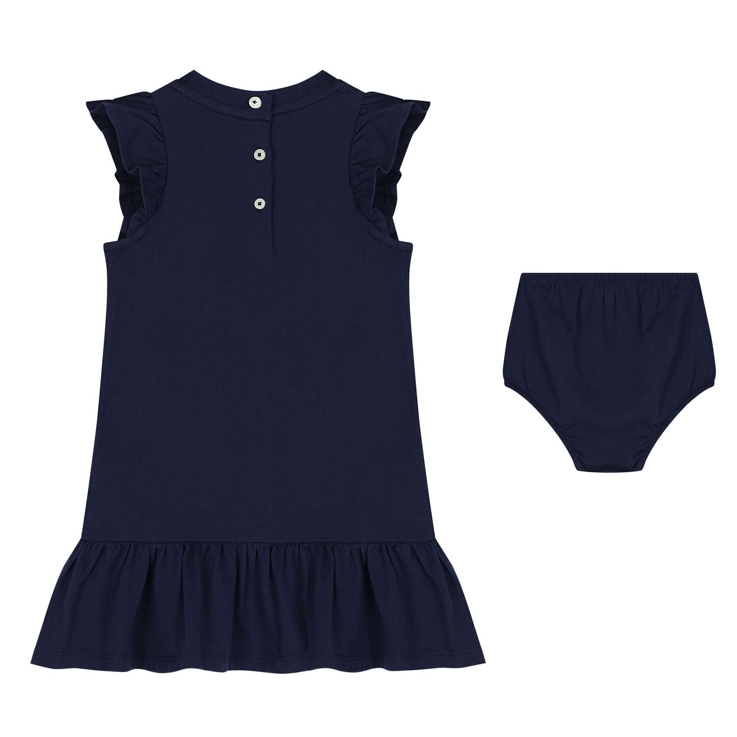 Baby Girls Navy Blue Polo Bear Dress Set, 1, hi-res