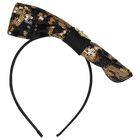 Girls Black & Gold Houndstooth Bow Headband, 1, hi-res