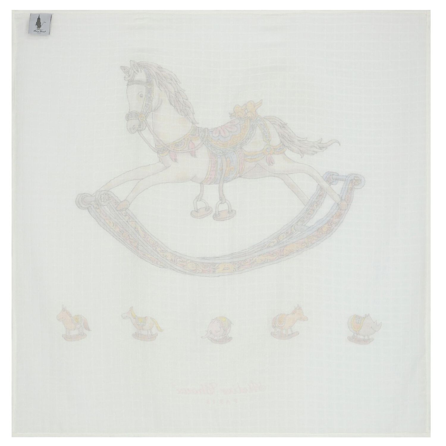 Ivory Rocking Horse Swaddle Blanket, 1, hi-res