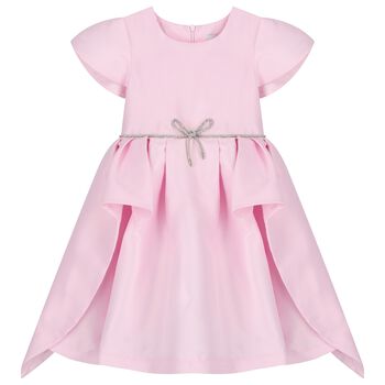 Girls Pink Embellished Satin Dress