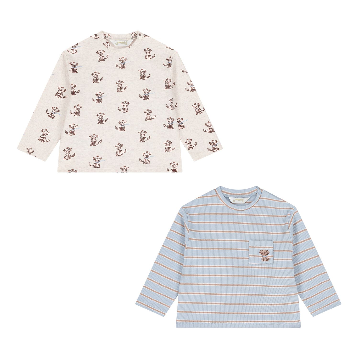 Baby Boys Ivory & Blue Dog Long Sleeve Top, 1, hi-res