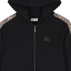 Boys Black EKD Logo Zip Up Hooded Top, 1, hi-res