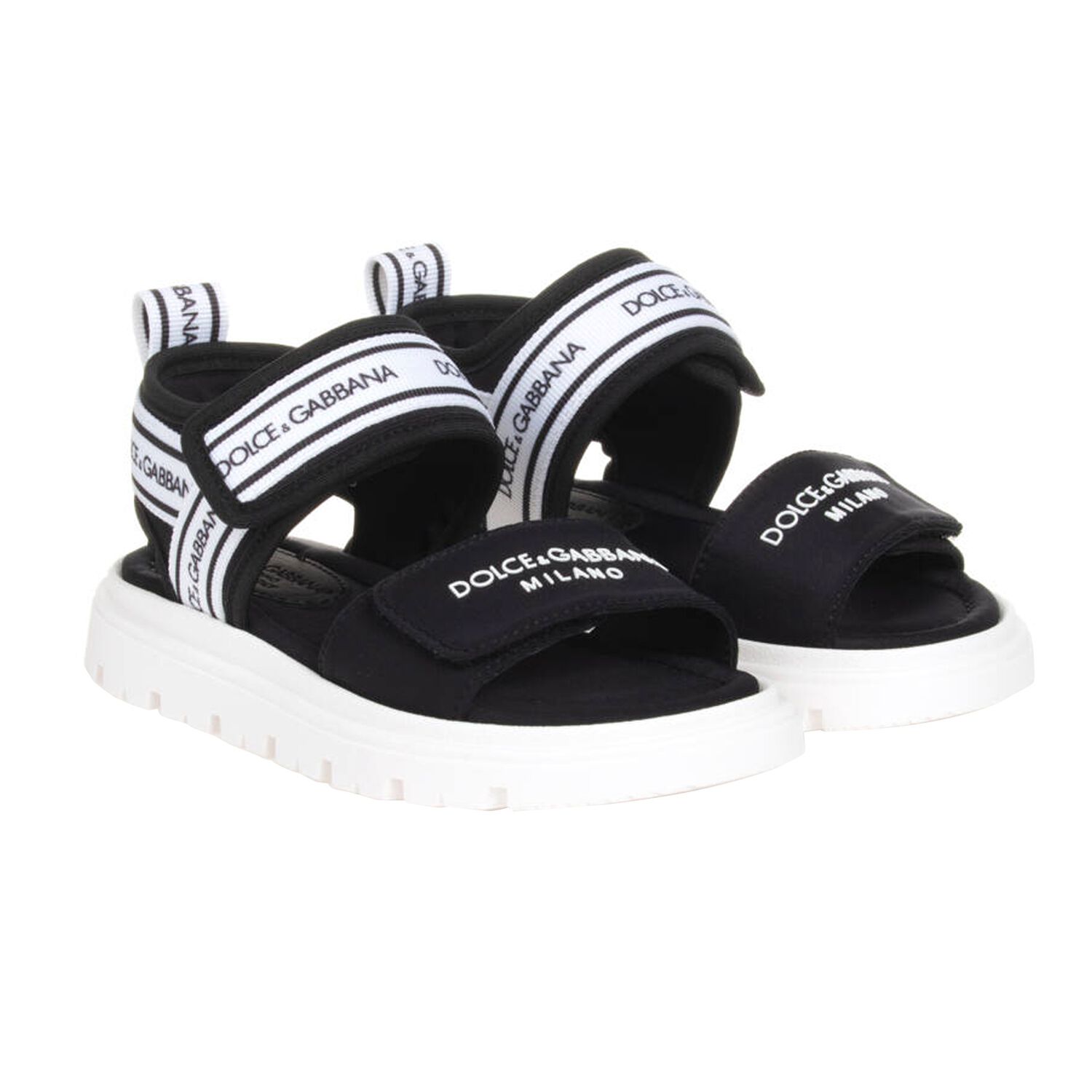 Black & White Younger Logo Velcro Sandals, 1, hi-res image number null