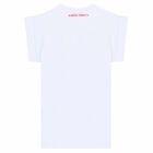Girls Off White Embroidered Text T-Shirt Dress, 1, hi-res