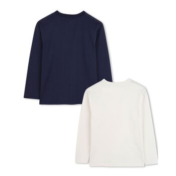 Boys Navy Blue & White Long Sleeve Top ( 2-Pack )